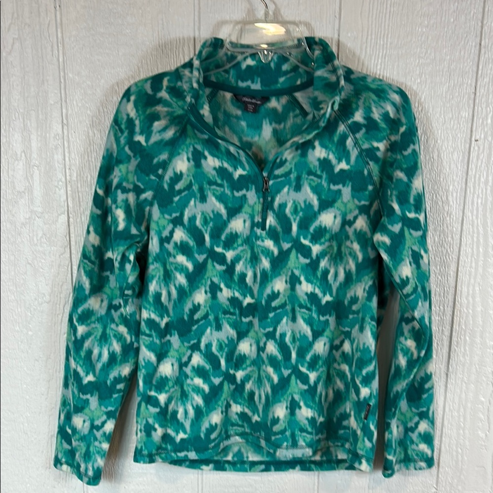 Eddie Bauer Teal and White Fleece Pullover